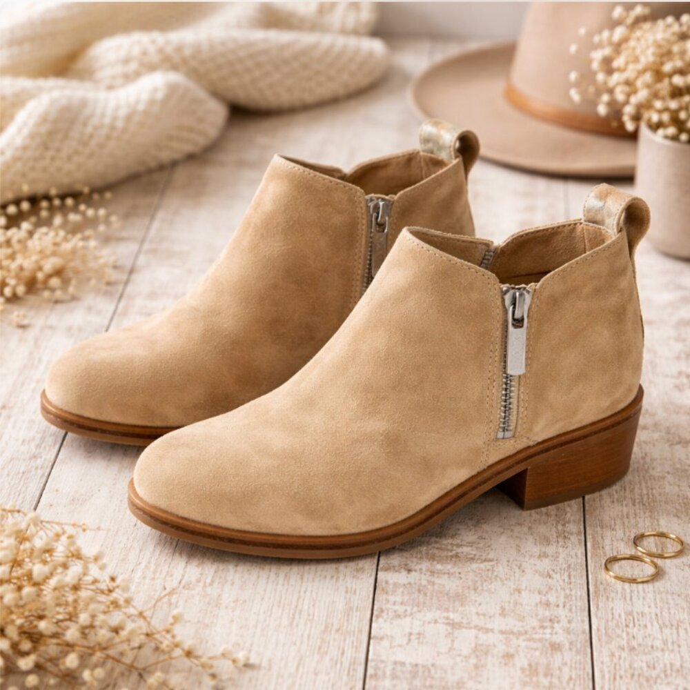 3.1 Phillip Lim Tan Suede Ankle Booties Size 38 Leather Block Heel